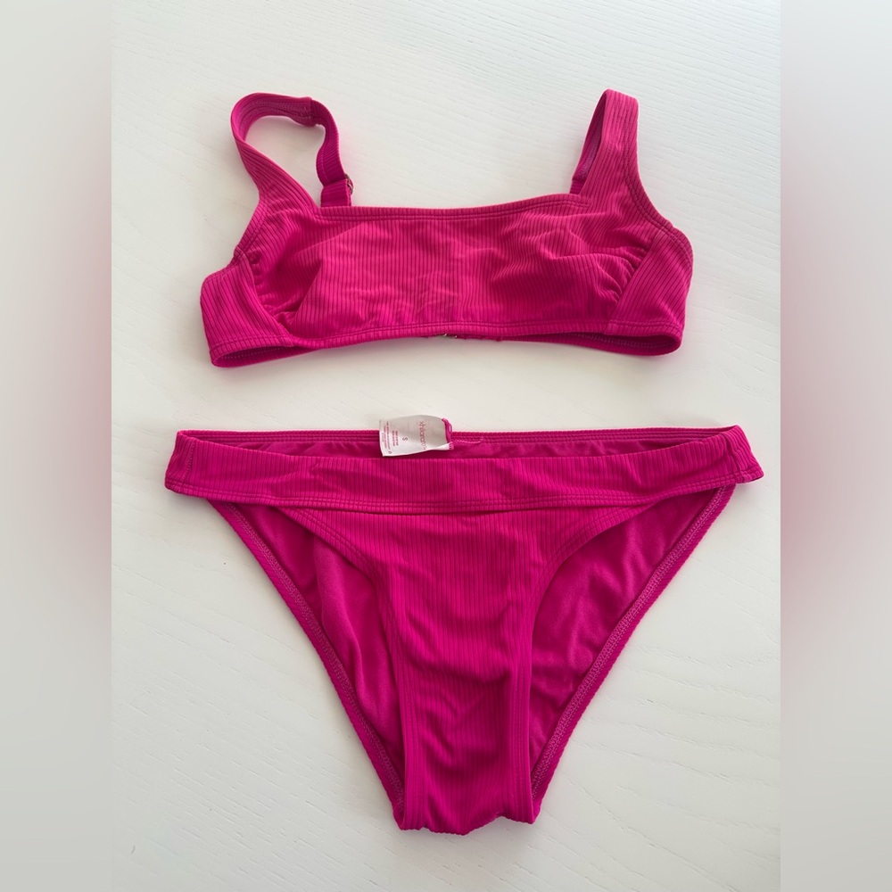 Target Xhileration Texture Hot Pink Bikini Swim Suit Size Small (juniors )
